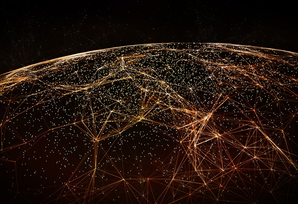 Data connectivity in the world at night