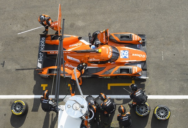 Race car in a pit stop