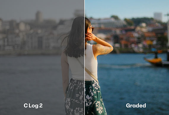 Showing the before and after of a colour graded photo