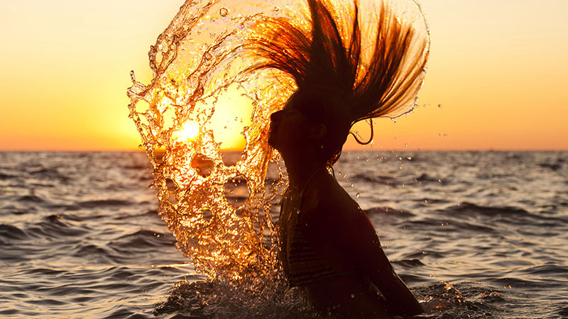 Model slow motion hair flip