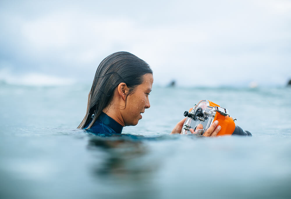 Fran Miller using an underwater housing – photo by Ed Sloane